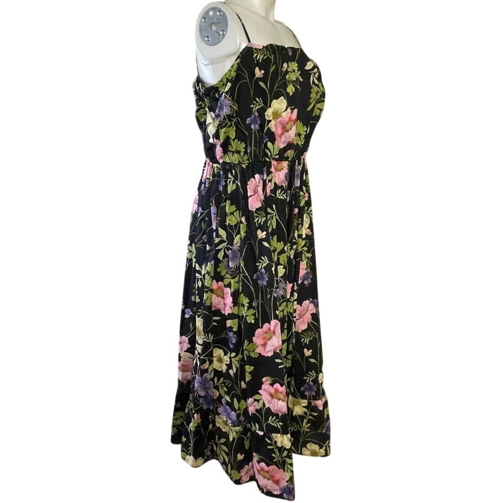 EXPRESS BLACK FLORAL SPAGHETTI STRAP FIT & FLARE DRESS Size Large - Picture 2 of 5